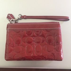 Coach red patent leather Wristlet